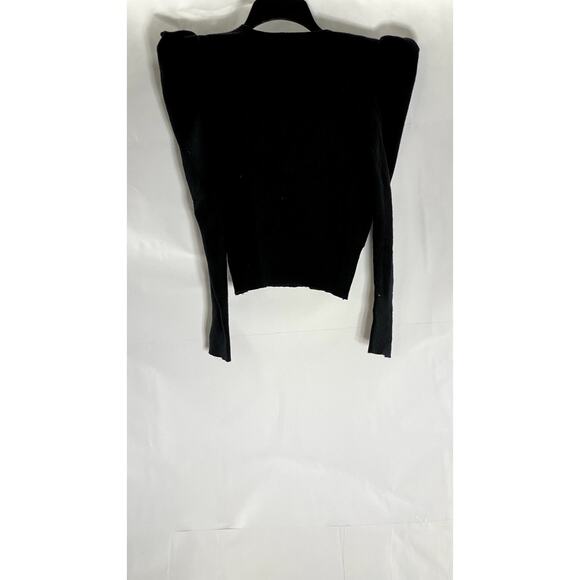 ASTR THE LABEL Women's Black Ribbed Puff Long Sleeve Surplice Top SZ XS - Picture 2 of 8